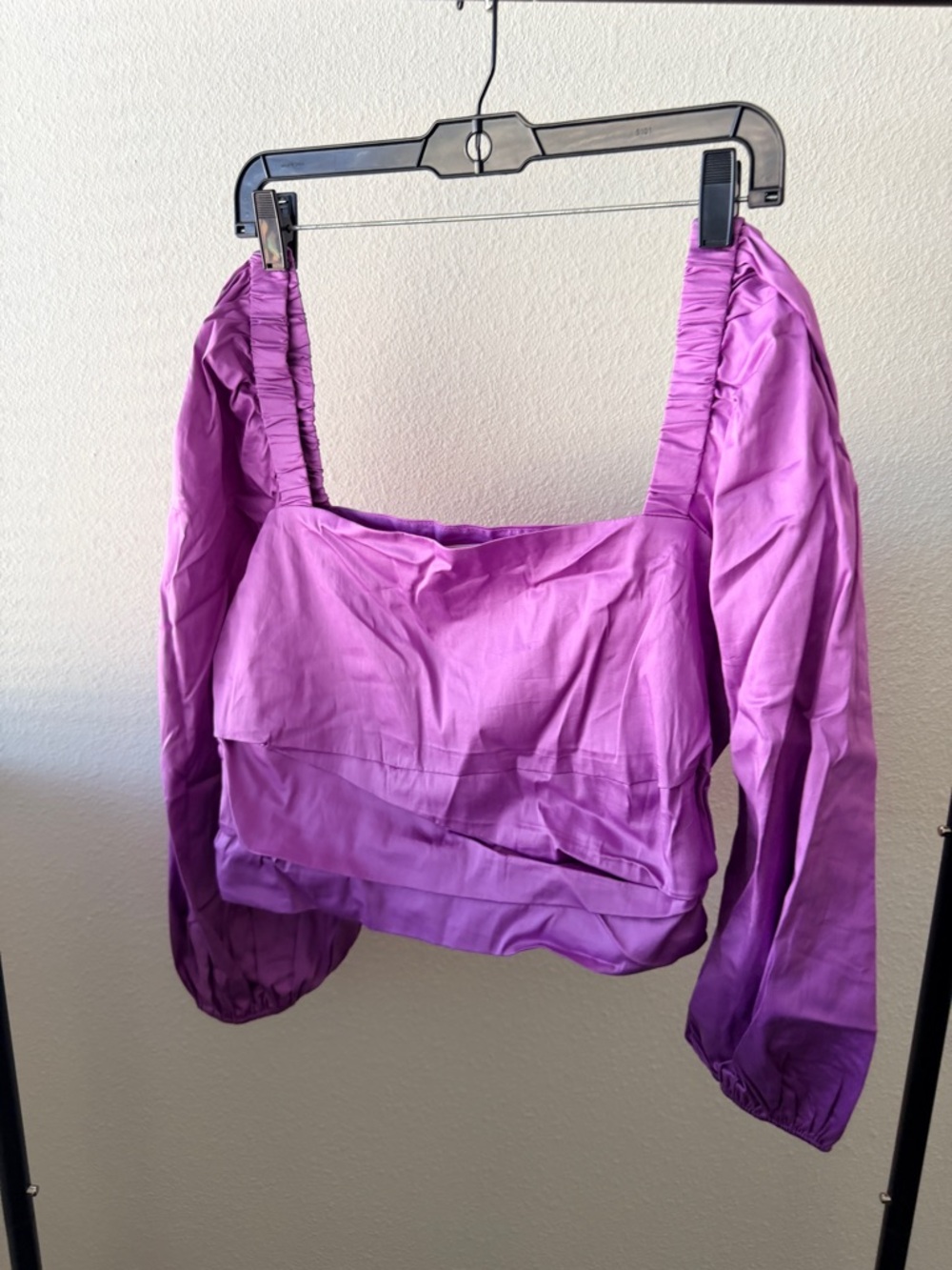 Veronica Beard Orchid Purple Square-Neck Long Sleeve Top
